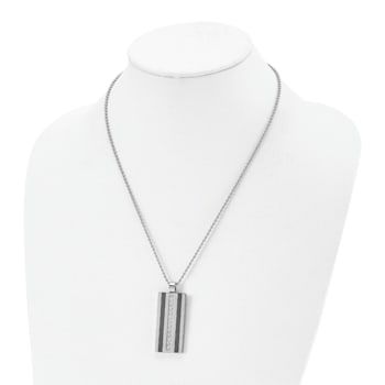 White Cubic Zirconia Stainless Steel Black IP-plated Men's Pendant With Chain