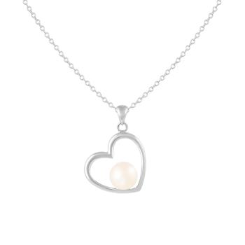 7.5-8mm Button White Cultured Freshwater Pearl Rhodium Over Sterling
Silver Pendant