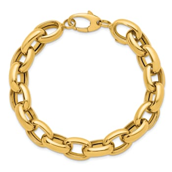 14K Yellow Gold 11.5mm Open Link Cable 8 inch Bracelet