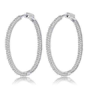 CZ Pave Inside-Out Hoop Earrings In Sterling Silver