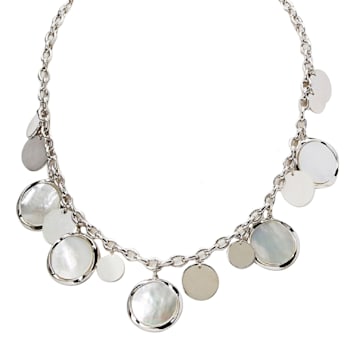 19mm Round White Mother-Of-Pearl Sterling Silver Drop Necklace
