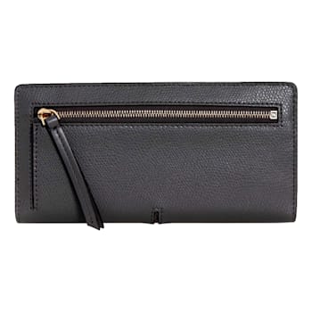Fendi O'Lock Anthracite Gray and Python Print Leather Snap Continental Wallet