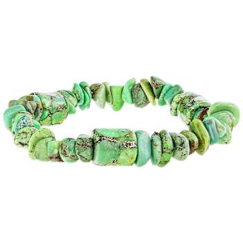 Green Turquoise Chip Bead Stretch Bracelet Set Of 3