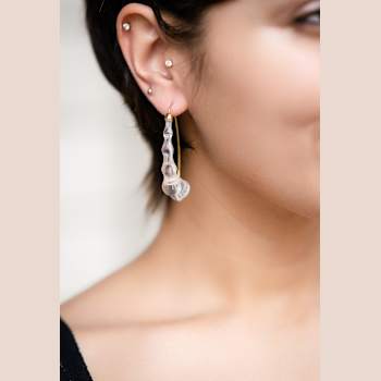 14K Yellow Gold Over Sterling Silver Wishbone Bamboo Acrylic Earrings