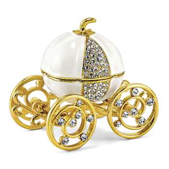 AFTER MIDNIGHT Pumpkin Coach with Ring Pad Trinket Box