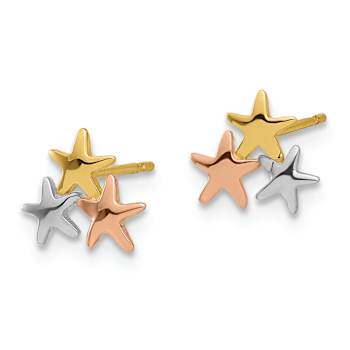 14k Yellow Gold and Rhodium Over 14k Yellow Gold Polished 8.6mm Stars
Stud Earrings