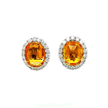 8.85 Ctw Yellow Sapphire and 1.50 Ctw Diamond Earring in 18K WG