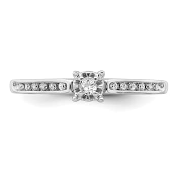 Rhodium Over 14K White Gold Lab Grown Diamond Complete Petite Engagement
Ring 0.1ctw