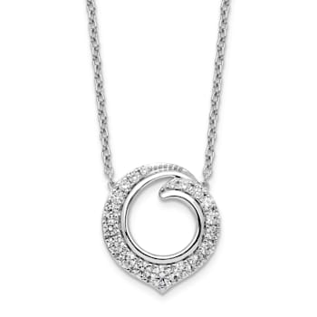 Rhodium Over 14K White Gold Lab Grown Diamond SI1/SI2, G H I, Circle 18
Inch Necklace 0.99ctw