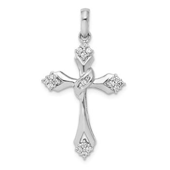 Rhodium Over 14k White Gold Diamond Cross Pendant