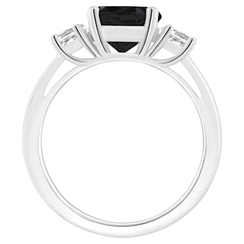 8mm Round Black Onyx And White Topaz Rhodium Over Sterling Silver
3-Stone Ring