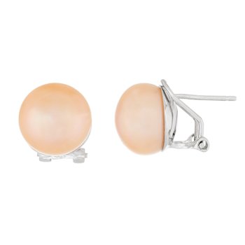 11-12mm Pink Cultured Freshwater Pearl Rhodium Over Sterling Silver Earrings