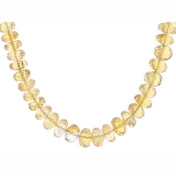 Citrine Rondelle Beaded Necklace In 18K Over Sterling Silver