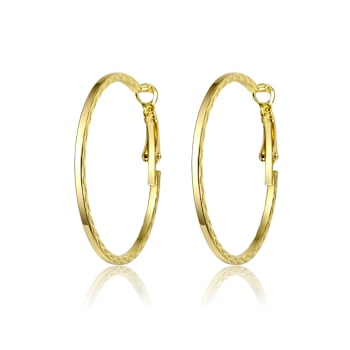 Textured Rope Hoop Earrings In 14K Gold Over Brass