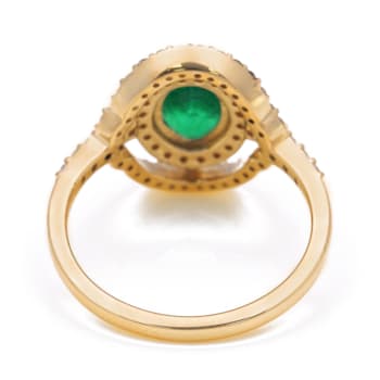 1.14 Ctw Emerald With 0.48 Ctw White Diamond Ring in 14K YG