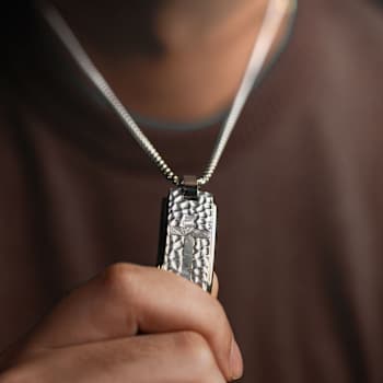 Marcel Dog Tag Argent Meteorite