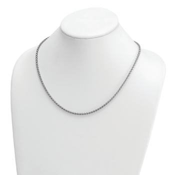 Rhodium Over Sterling Silver 3.0mm Wheat 24 Inch Chain
