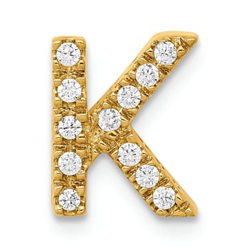 14K Yellow Gold Diamond Letter K Initial Charm