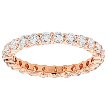 Moissanite Eternity Band In 14K Rose Gold Over Sterling Silver