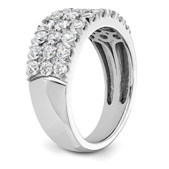 Rhodium Over 14K White Gold Pave Diamond Wedding Band 1.59ctw