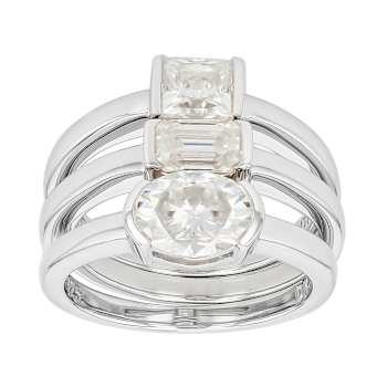 Moissanite Stackable Ring Set In Platinum-Enhanced Sterling Silver
2.88ctw Diamond Equivalent Weight