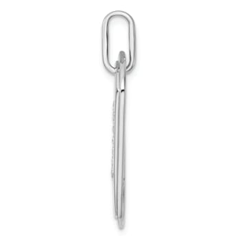 Rhodium Over 14k White Gold Diamond Initial I Dog Tag Charm