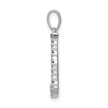 Rhodium Over 14K White Gold Diamond Letter J Initial Pendant