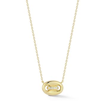 Rachel Zoe CZ Puffed Mariner Pendant Necklace in 14K Gold Over Sterling Silver