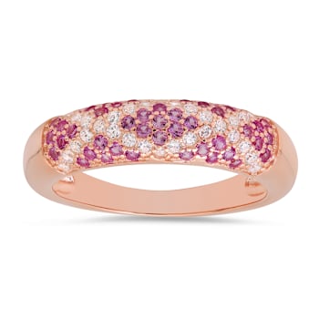 Pink And White Cubic Zirconia 14k Rose Gold Over Sterling Silver Ring 0.79ctw