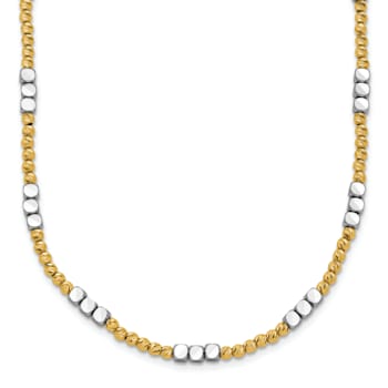 14K Two-tone Diamond-cut Beaded 18-inch Necklace