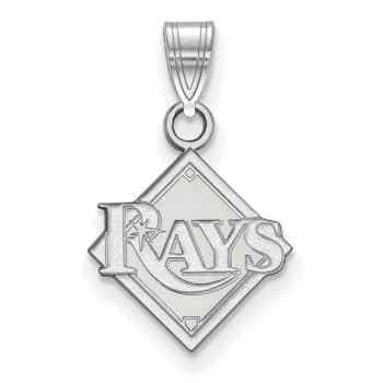 Rhodium Over Sterling Silver MLB Tampa Bay Rays LogoArt Circle Pendant
