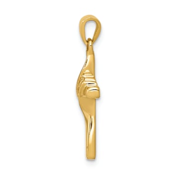 14k Yellow Gold Diamond Cross Pendant