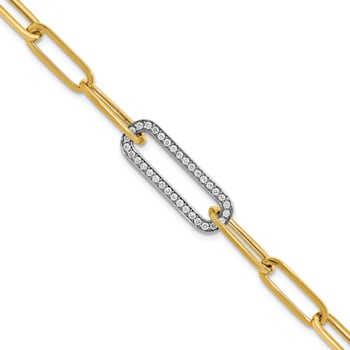 14K Yellow Gold with White Rhodium Diamond Paper Clip Link 7.5-inch
Bracelet 0.33ctw