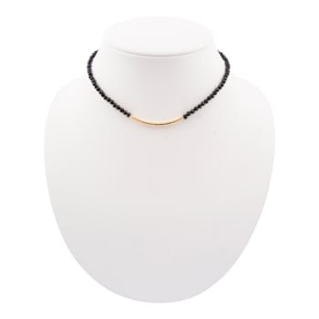 Barse Onyx Bar Necklace In 18K Gold Over Brass
