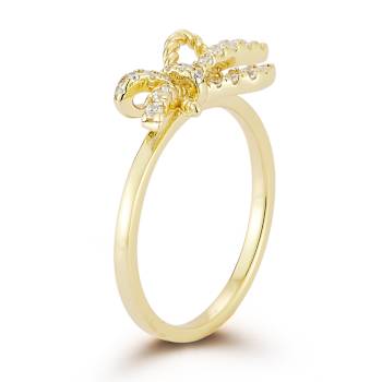 Rachel Zoe CZ Dainty Bow Ring in 14K Gold Over Sterling Silver
