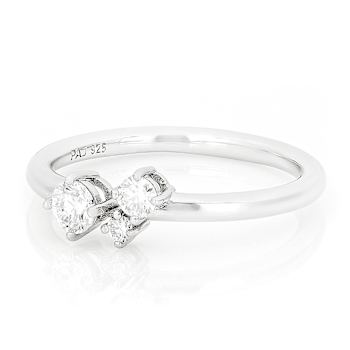 Symbolic Lab-Grown Diamond Three-Stone Ring In Sterling Silver