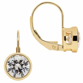 White Cubic Zirconia 14k Yellow Gold Earrings With Velvet Gift Box 2.00ctw