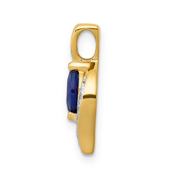 10k Yellow Gold and Rhodium Over 10k Yellow Gold Diamond and 0.29 cttw
Marquise Sapphire Pendant