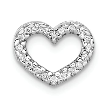 Rhodium Over 14k White Gold Diamond Heart Chain Slide Pendant