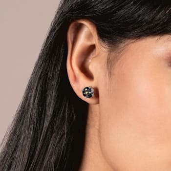 Multi-color Cubic Zirconia 14k White Gold Studs With Velvet Gift Box 4ctw