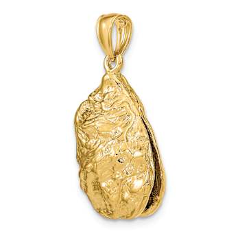 14k Yellow Gold Textured 3D Oyster Shell Charm