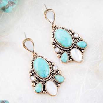 Barse Jewelry Composite Turquoise and Mother-of-Pearl Gold Tone
Barcelona Dangle Earrings