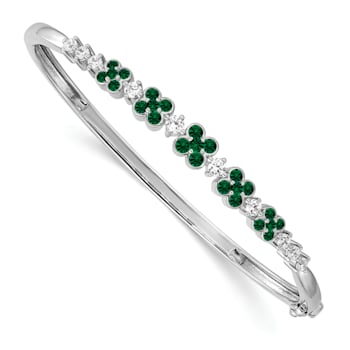 Rhodium Over 14K White Gold Lab Grown Diamond VS/SI GH, Lab Created
Emerald Bangle Bracelet 1.498ctw