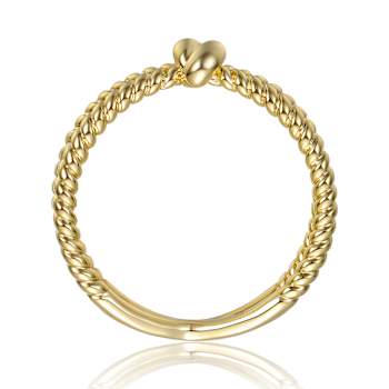 Pave CZ Eternal Knot Band Ring In 14K Gold Over Brass