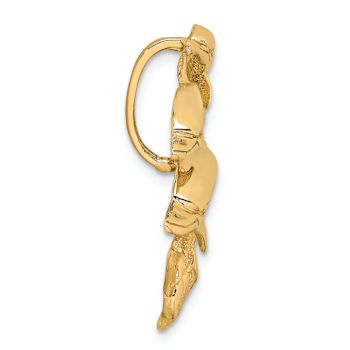 14k Yellow Gold Textured Triple Dolphin Slide Pendant