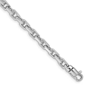 Rhodium Over 14k White Gold 4.2mm Hand-polished Fancy Link Bracelet