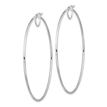 Rhodium Over 14k White Gold Polished 2 1/2" Fancy Hoop Earrings