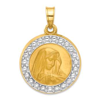 14K Two-tone Gold Satin Lady of Sorrows Pendant