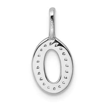 14K White Gold Diamond Letter 0 Pendant