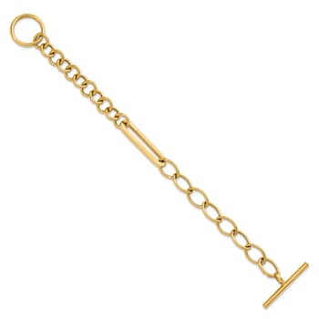 14K Yellow Gold Fancy Link 7.5 Inch Toggle Bracelet
